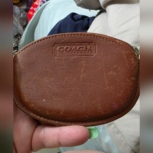 Coach Small Brown Leather Coin Pouch